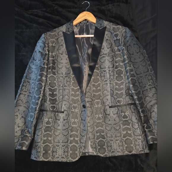 Express Slim Fit Snake Print Suit Jacket & Pants Set – 34x34 Pants - Picture 2 of 6